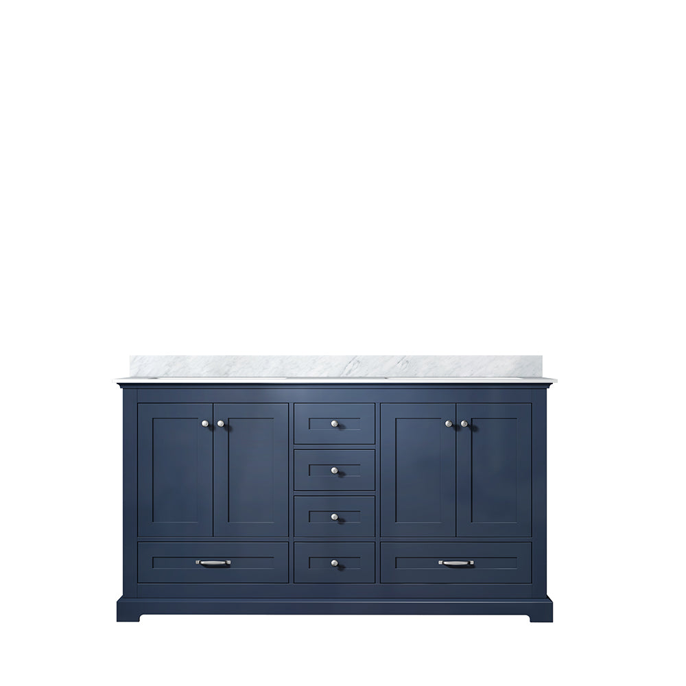 Dukes 60 in. Freestanding Bathroom Vanity with White Carrara Marble Top, White Square Sink