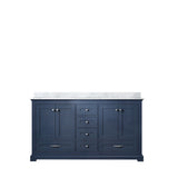 Dukes 60 in. Freestanding Bathroom Vanity with White Carrara Marble Top, White Square Sink