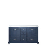 Dukes Navy Blue Freestanding Bathroom Vanity with White Quartz Top, White Square Sinks