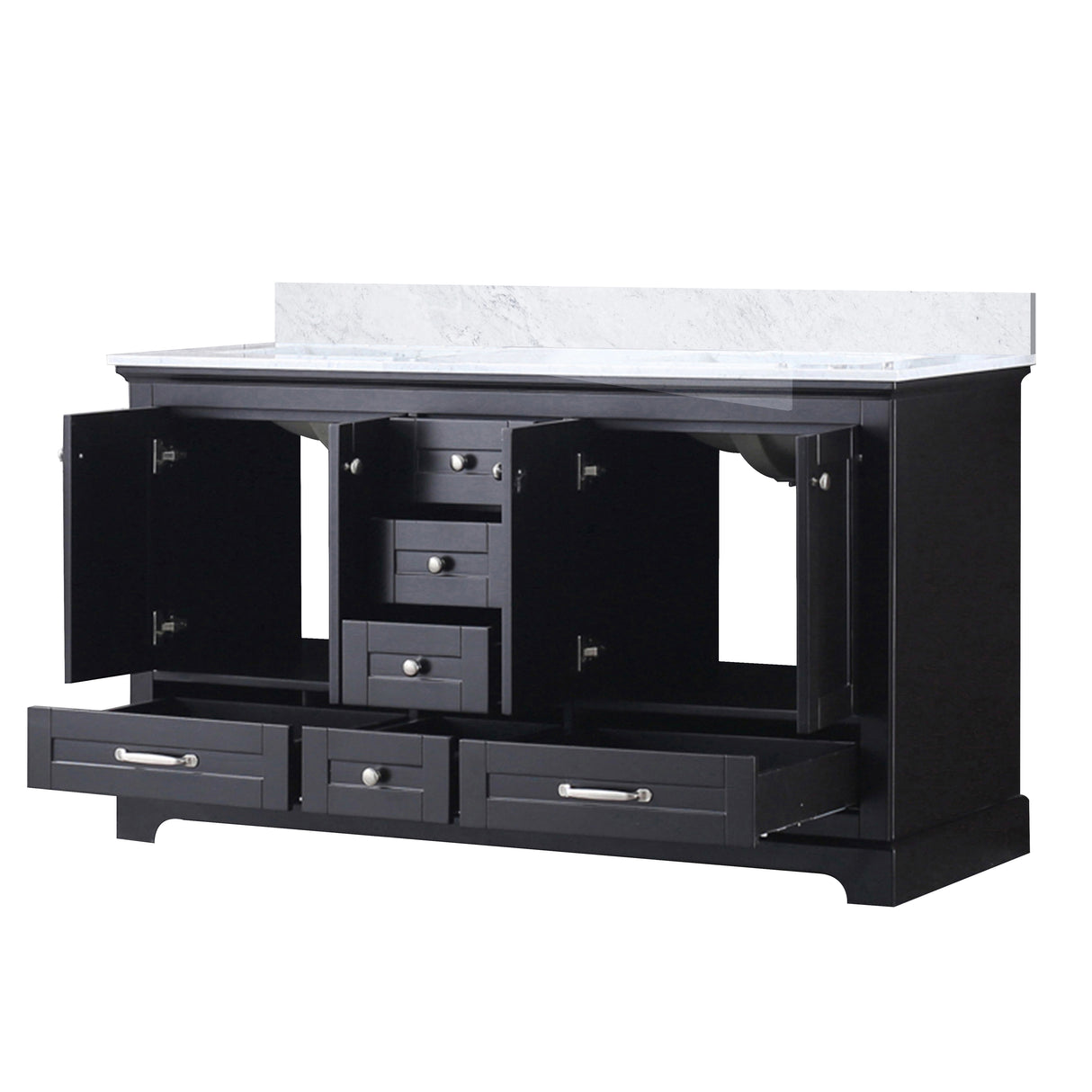 Dukes 60 in. Bathroom Freestanding Bathroom Vanity With Undermount Ceramic Sink with White Carrara Marble Top