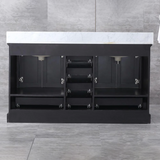 Dukes Freestanding Espresso Bathroom Freestanding Bathroom Vanity With Undermount Ceramic Sink with White Carrara Marble Top