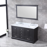Dukes Freestanding Espresso Bathroom Freestanding Bathroom Vanity With Undermount Ceramic Sink with White Carrara Marble Top