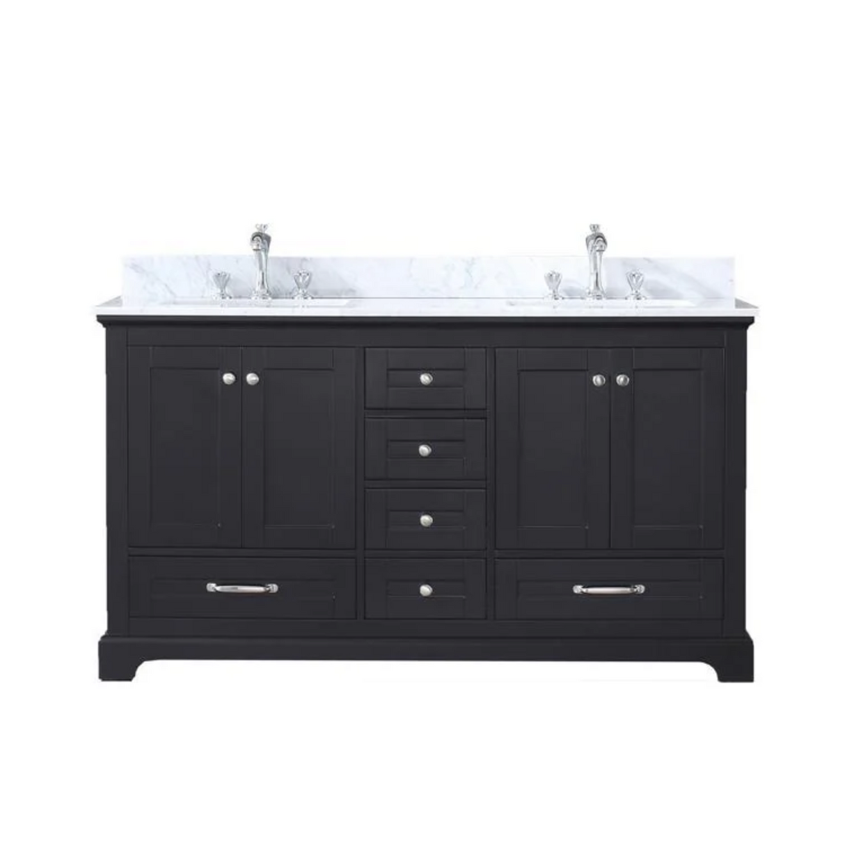 Dukes Freestanding Espresso Bathroom Freestanding Bathroom Vanity With Undermount Ceramic Sink with White Carrara Marble Top