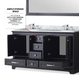 Dukes 60 in. Bathroom Freestanding Bathroom Vanity With Undermount Ceramic Sink with White Carrara Marble Top