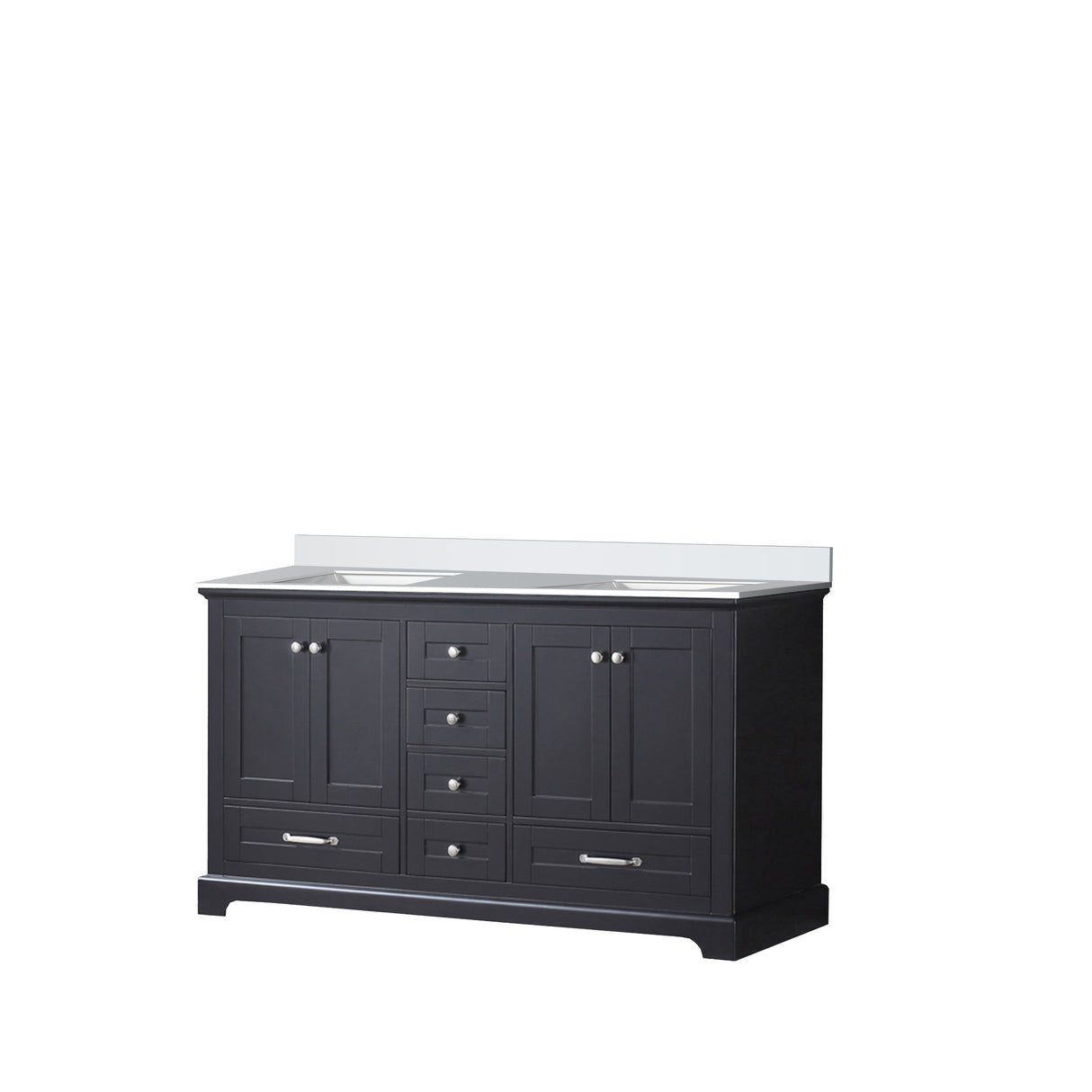 Dukes Espresso Freestanding Bathroom Vanity with White Quartz Top, White Square Sink