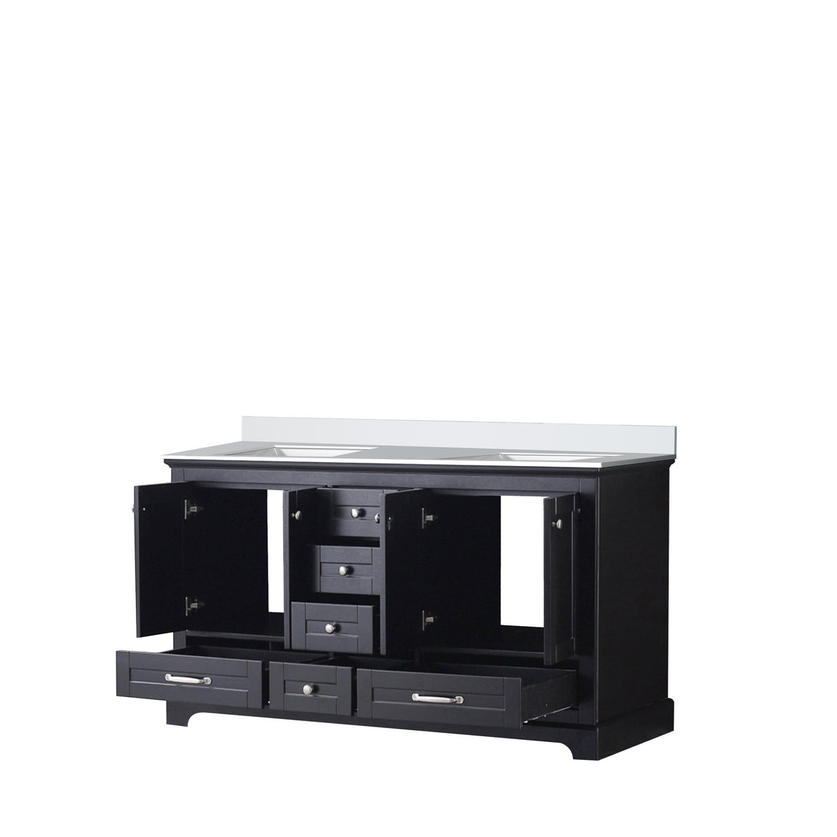 Dukes Espresso Freestanding Bathroom Vanity with White Quartz Top, White Square Sink
