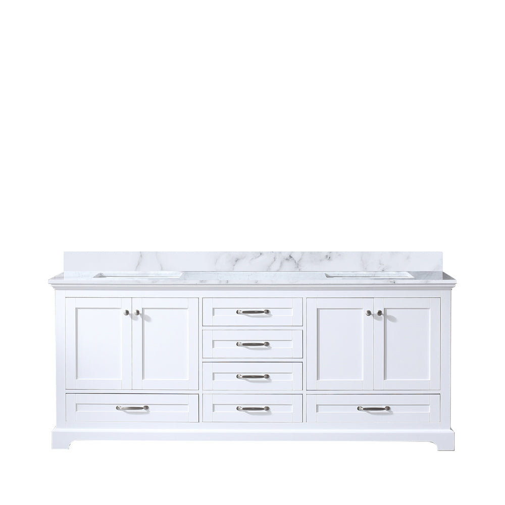 Dukes 80 in. Bathroom Freestanding Bathroom Vanity With Undermount Ceramic Sink with White Carrara Marble Top