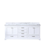 Dukes 80 in. Bathroom Freestanding Bathroom Vanity With Undermount Ceramic Sink with White Carrara Marble Top
