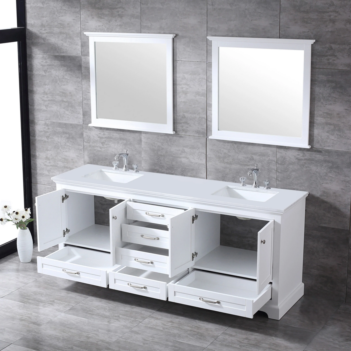 Dukes Freestanding White Bathroom Freestanding Bathroom Vanity With Undermount Ceramic Sink with White Carrara Marble Top