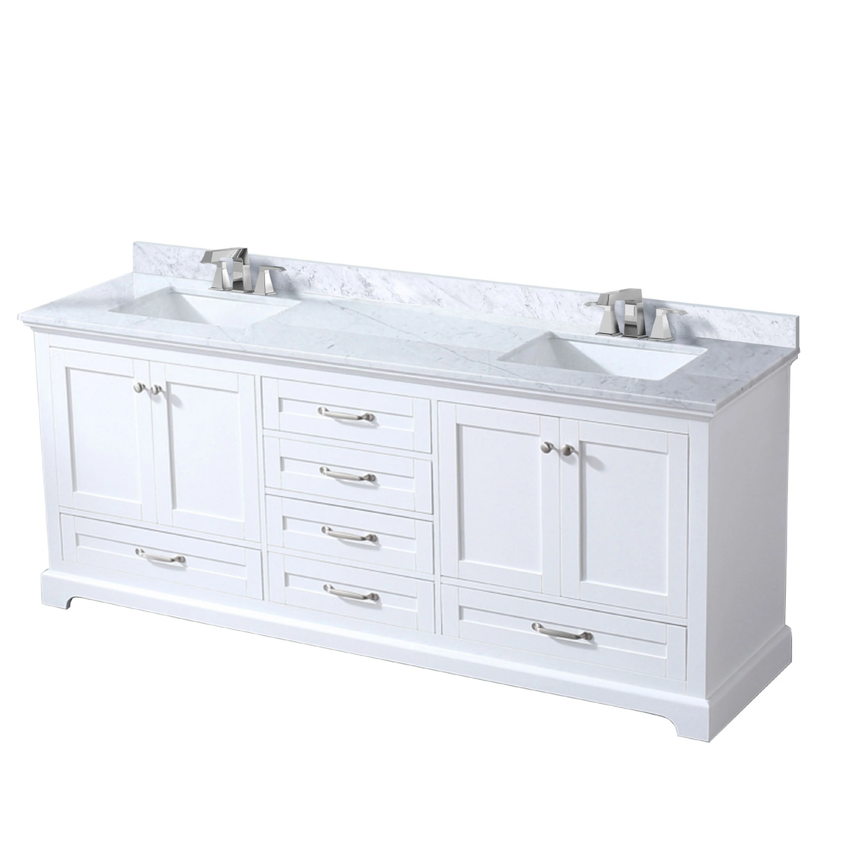 Dukes Freestanding White Bathroom Freestanding Bathroom Vanity With Undermount Ceramic Sink with White Carrara Marble Top