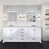 Dukes Freestanding White Bathroom Freestanding Bathroom Vanity With Undermount Ceramic Sink with White Carrara Marble Top