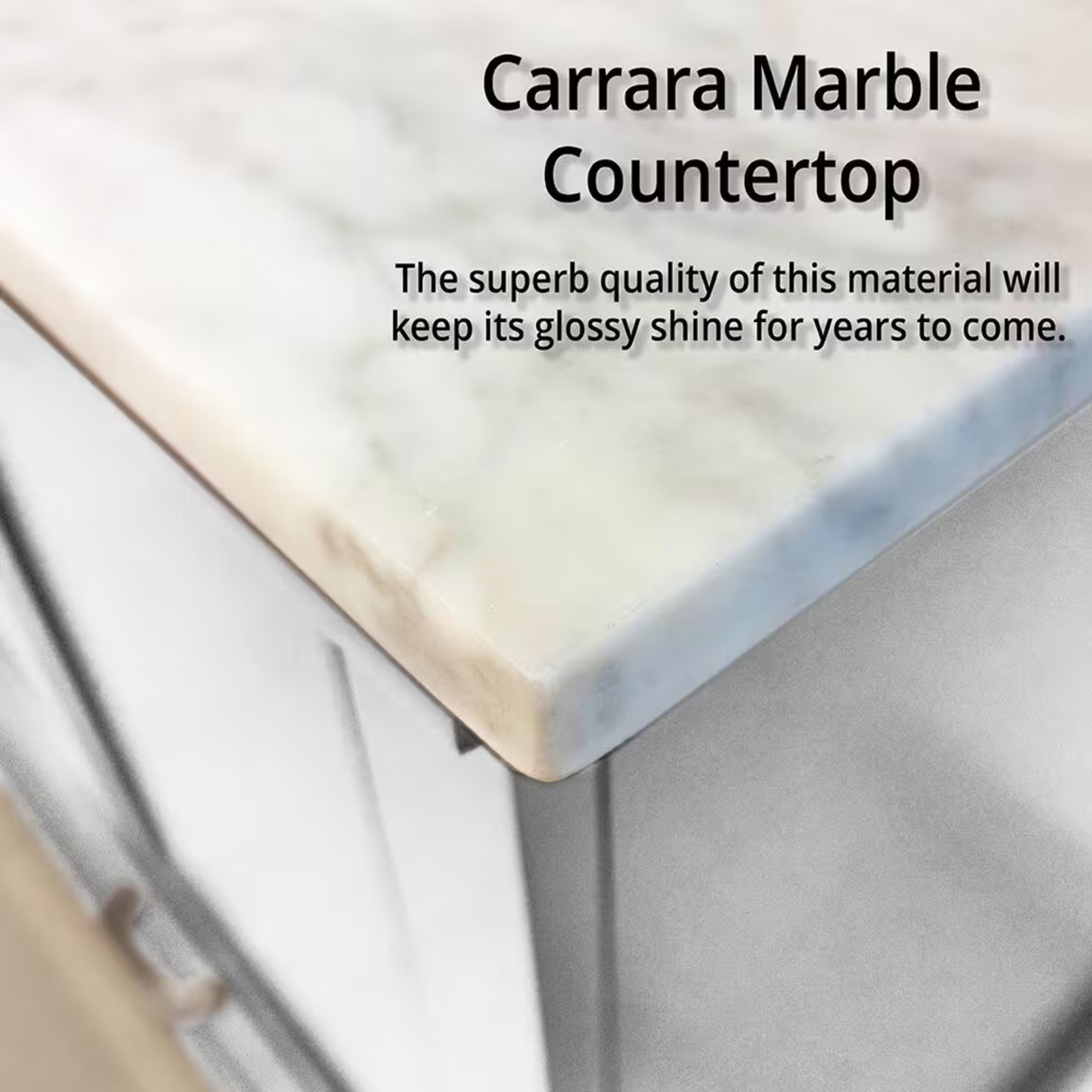 Dukes Freestanding White Bathroom Freestanding Bathroom Vanity With Undermount Ceramic Sink with White Carrara Marble Top