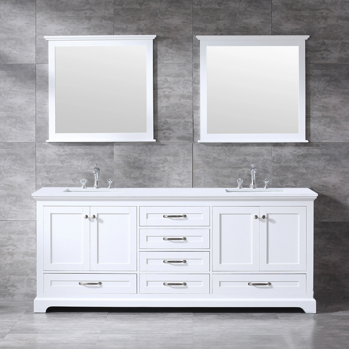 Dukes Freestanding White Bathroom Freestanding Bathroom Vanity With Undermount Ceramic Sink with White Carrara Marble Top