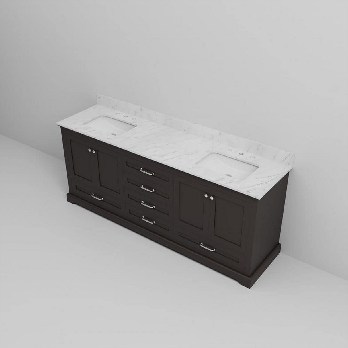 Dukes 80 in. Bathroom Freestanding Bathroom Vanity With Undermount Ceramic Sink with White Carrara Marble Top