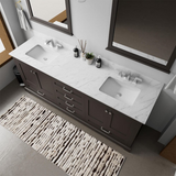 Dukes 80 in. Bathroom Freestanding Bathroom Vanity With Undermount Ceramic Sink with White Carrara Marble Top