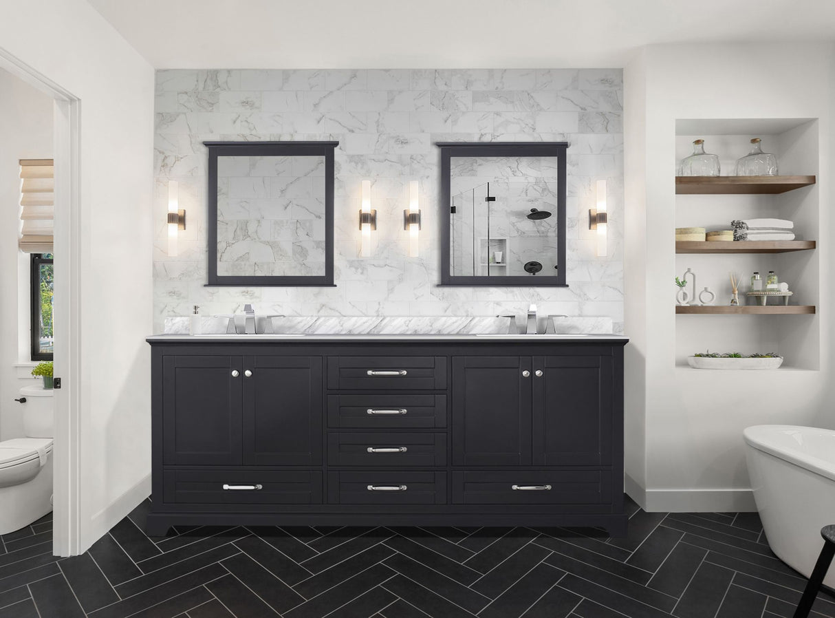 Dukes 80 in. Bathroom Freestanding Bathroom Vanity With Undermount Ceramic Sink with White Carrara Marble Top
