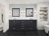 Dukes 80 in. Bathroom Freestanding Bathroom Vanity With Undermount Ceramic Sink with White Carrara Marble Top