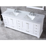 Dukes Freestanding White Bathroom Freestanding Bathroom Vanity With Undermount Ceramic Sink with White Carrara Marble Top