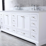 Dukes Freestanding White Bathroom Freestanding Bathroom Vanity With Undermount Ceramic Sink with White Carrara Marble Top