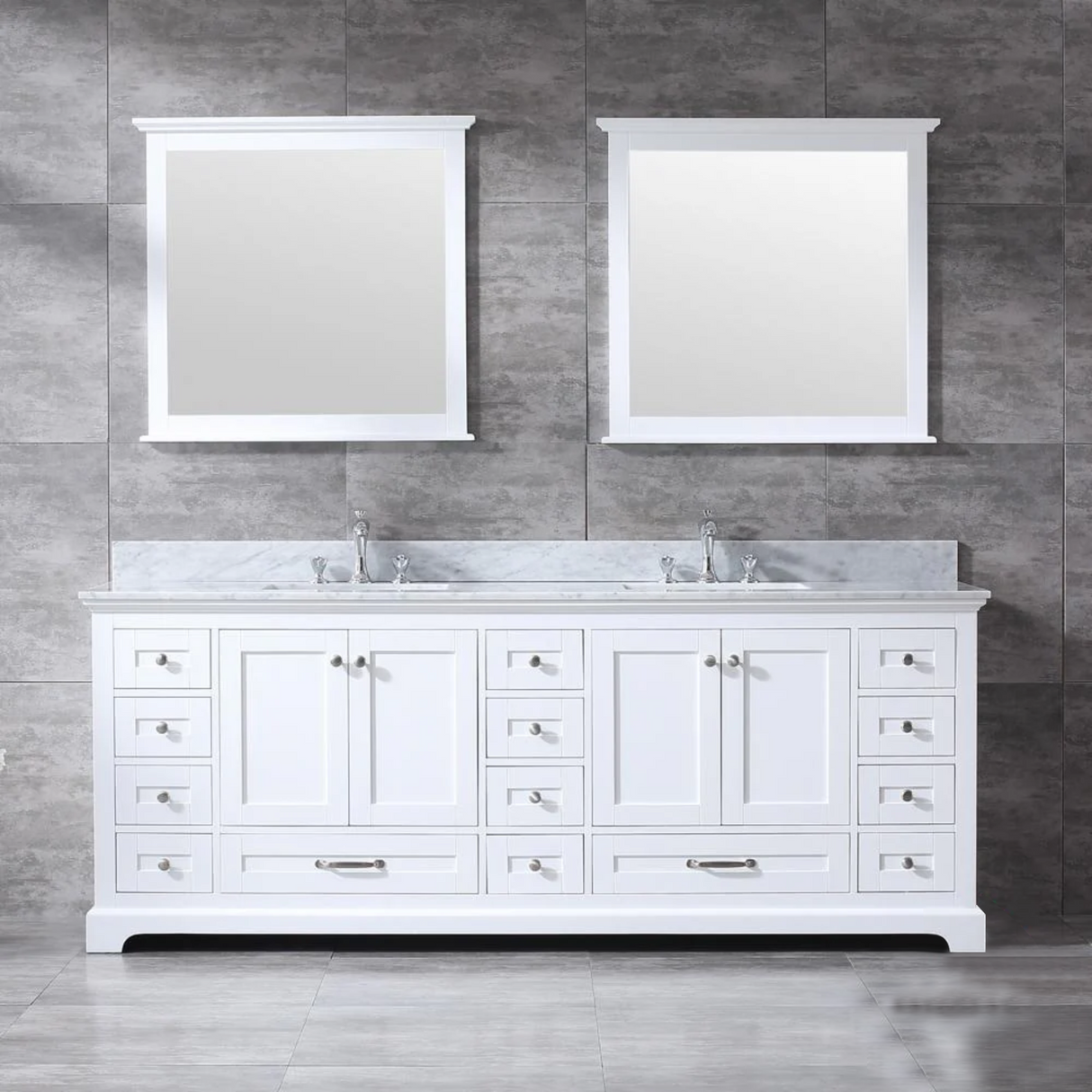 Dukes Freestanding White Bathroom Freestanding Bathroom Vanity With Undermount Ceramic Sink with White Carrara Marble Top