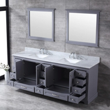 Dukes Dark Grey Freestanding Bathroom Vanity with White Carrara Marble Top, White Square Sink