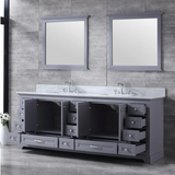 Dukes Dark Grey Freestanding Bathroom Vanity with White Carrara Marble Top, White Square Sink