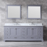 Dukes Dark Grey Freestanding Bathroom Vanity with White Carrara Marble Top, White Square Sink