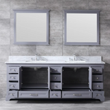 Dukes Dark Grey Freestanding Bathroom Vanity with White Carrara Marble Top, White Square Sink