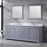Dukes Dark Grey Freestanding Bathroom Vanity with White Carrara Marble Top, White Square Sink