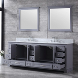 Dukes Dark Grey Freestanding Bathroom Vanity with White Carrara Marble Top, White Square Sink