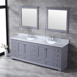 Dukes 84 In. Freestanding Dark Grey Bathroom Vanity With Double Undermount Ceramic Sink, White Carrara Marble Top