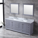 Dukes Dark Grey Freestanding Bathroom Vanity with White Carrara Marble Top, White Square Sink