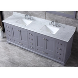 Dukes Dark Grey Freestanding Bathroom Vanity with White Carrara Marble Top, White Square Sink