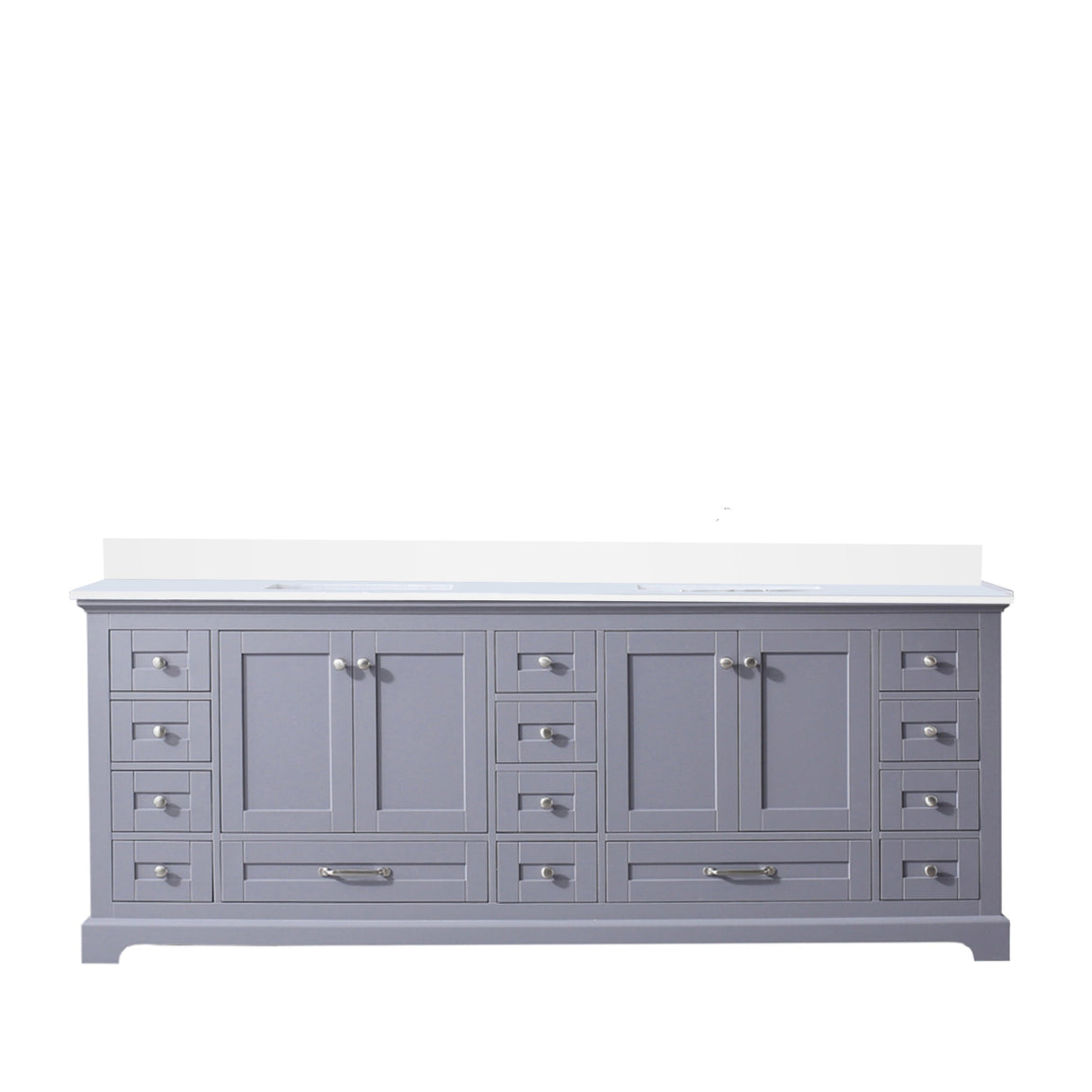 Dukes Dark Grey Freestanding Bathroom Vanity with White Quartz Top, White Square Sink