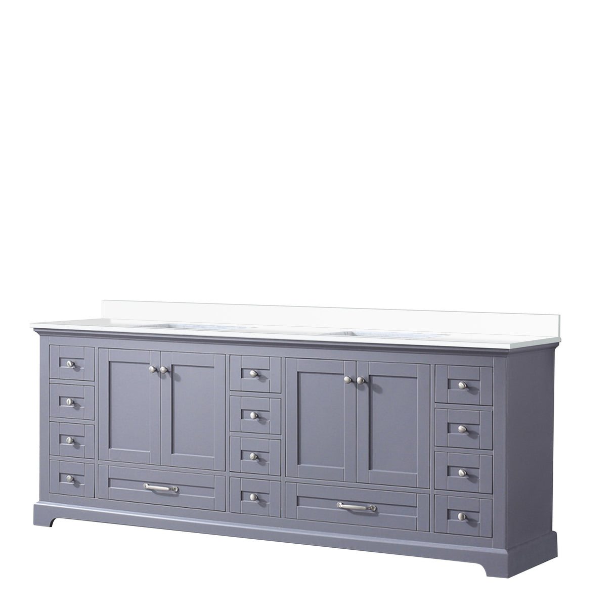 Dukes Dark Grey Freestanding Bathroom Vanity with White Quartz Top, White Square Sink