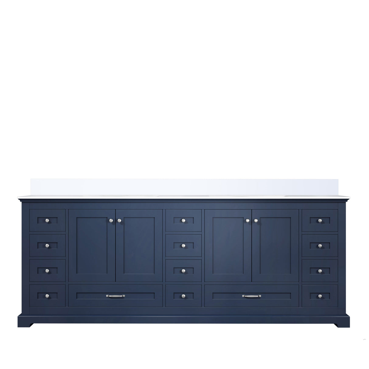 Dukes Navy Blue Freestanding Bathroom Vanity with White Quartz Top, White Square Sinks
