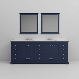 Dukes 84 in. Freestanding Bathroom Vanity with White Quartz Top, White Square Sink