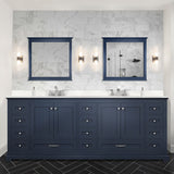 Dukes Navy Blue Freestanding Bathroom Vanity with White Quartz Top, White Square Sinks