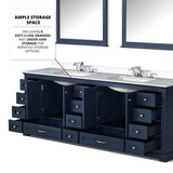 Dukes Navy Blue Freestanding Bathroom Vanity with White Quartz Top, White Square Sinks