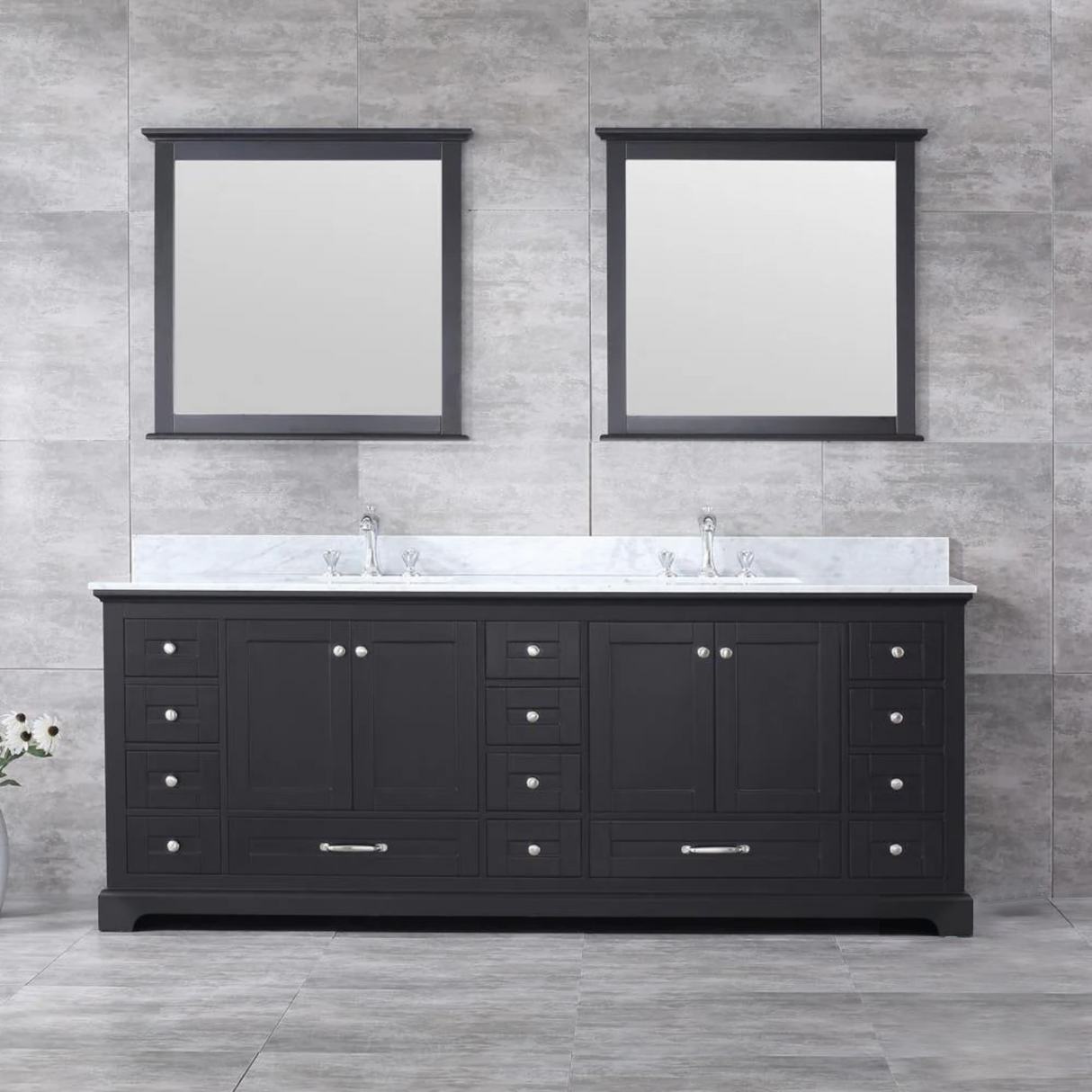 Dukes Freestanding Espresso Bathroom Freestanding Bathroom Vanity With Undermount Ceramic Sink with White Carrara Marble Top