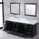 Dukes 84 In. Freestanding Espresso Bathroom Vanity With Double Undermount Ceramic Sink, White Carrara Marble Top