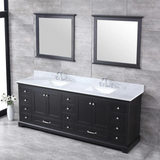 Dukes 84 In. Freestanding Espresso Bathroom Vanity With Double Undermount Ceramic Sink, White Carrara Marble Top