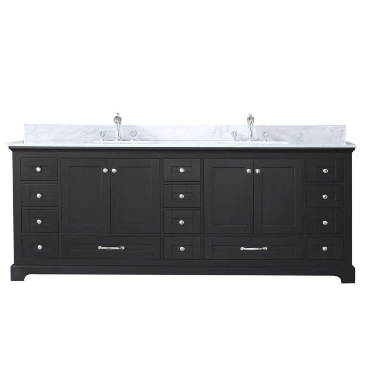 Dukes Freestanding Espresso Bathroom Freestanding Bathroom Vanity With Undermount Ceramic Sink with White Carrara Marble Top