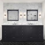 Dukes 84 in. Bathroom Freestanding Bathroom Vanity With Undermount Ceramic Sink with White Carrara Marble Top