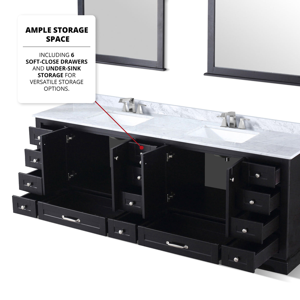 Dukes 84 in. Bathroom Freestanding Bathroom Vanity With Undermount Ceramic Sink with White Carrara Marble Top