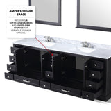 Dukes 84 in. Bathroom Freestanding Bathroom Vanity With Undermount Ceramic Sink with White Carrara Marble Top