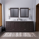 Dukes 84 in. Freestanding Bathroom Vanity with White Quartz Top, White Square Sink