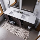 Dukes 84 in. Freestanding Bathroom Vanity with White Quartz Top, White Square Sink