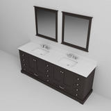 Dukes 84 in. Freestanding Bathroom Vanity with White Quartz Top, White Square Sink