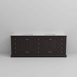 Dukes 84 in. Freestanding Bathroom Vanity with White Quartz Top, White Square Sink